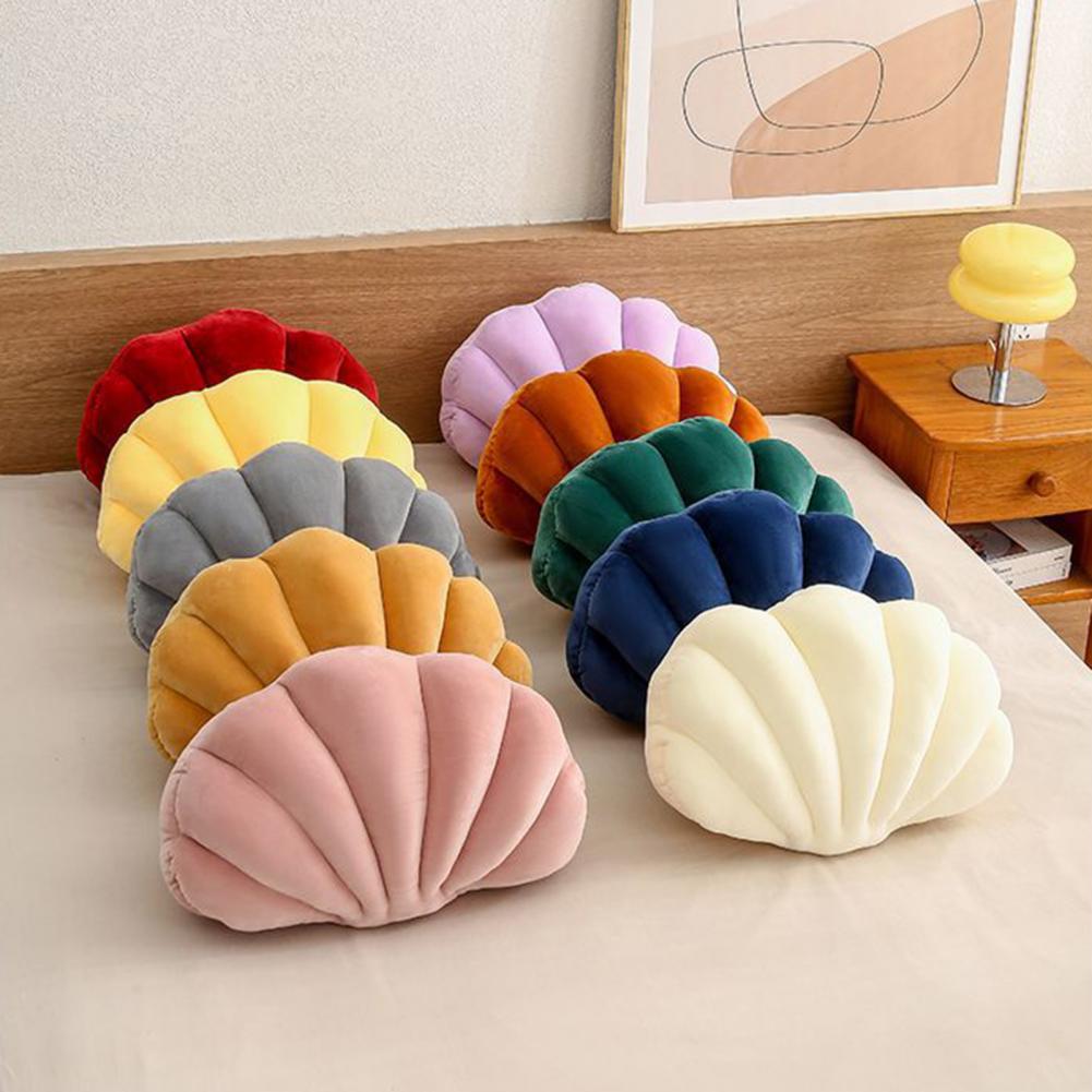 Pillow Cushion Soft Textured Vibrant Color Shell-Shaped Stuffed Throw Pillow Soft Wear Resistant High Elasticity Floor Cushion