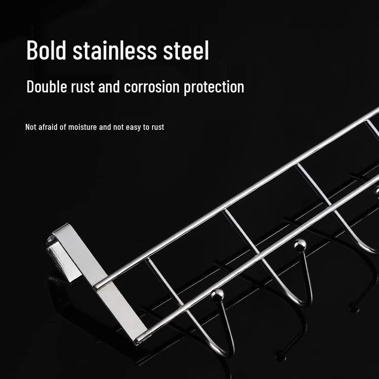 Stainless Steel Punch-Free Door-Back Storage Rack for Kitchen & Bathroom