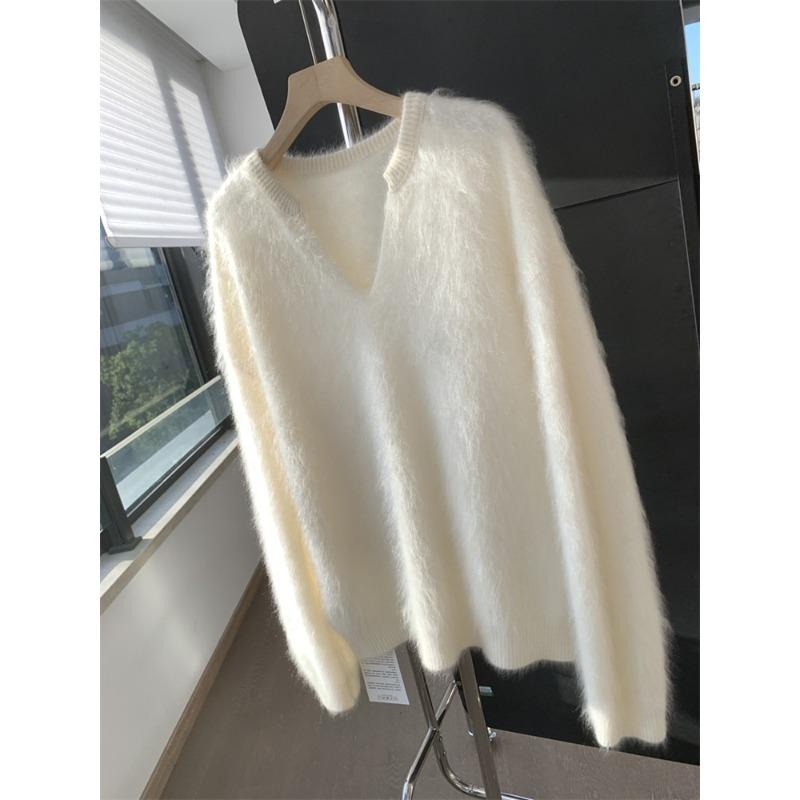 Withdrawal autumn and winter new milk huhu gentle soft waxy blue mohair sweater knitted cardigan jacket