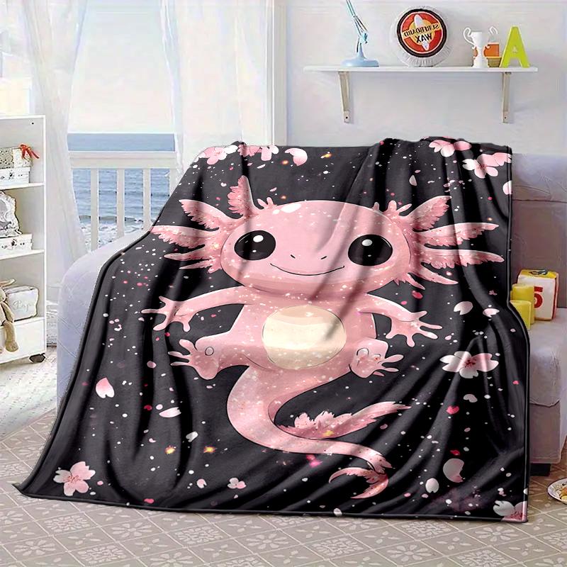 Axolotl Friends In Space Blanket Flannel Blanket for bed, sofa, Camping, Hiking, Picnic Essentials, gift for family Fan gifts