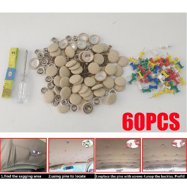 60 Pcs Car Roof Headliner Repair Button Snap Rivets Retainer Fixed Universal