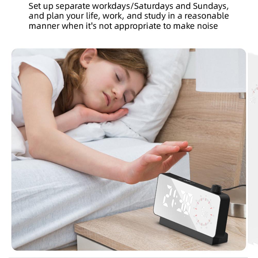1PC 6.3"LED Digital Alarm Clock Rechargeable Battery Operated Countdown Desk Clock With Timer Temperature Date Display For Study