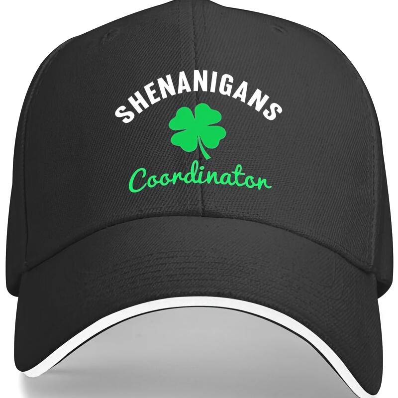 Shenanigans Coordinator St Patrick Day Clover Baseball Cap Polyester Casual Adjustable Adult Hat