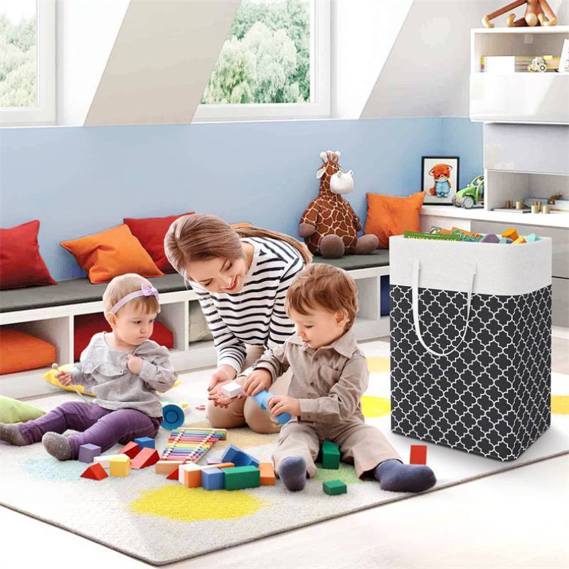 Modern Cotton Foldable Laundry Bin With Waterproof Material For Clothes And Toys