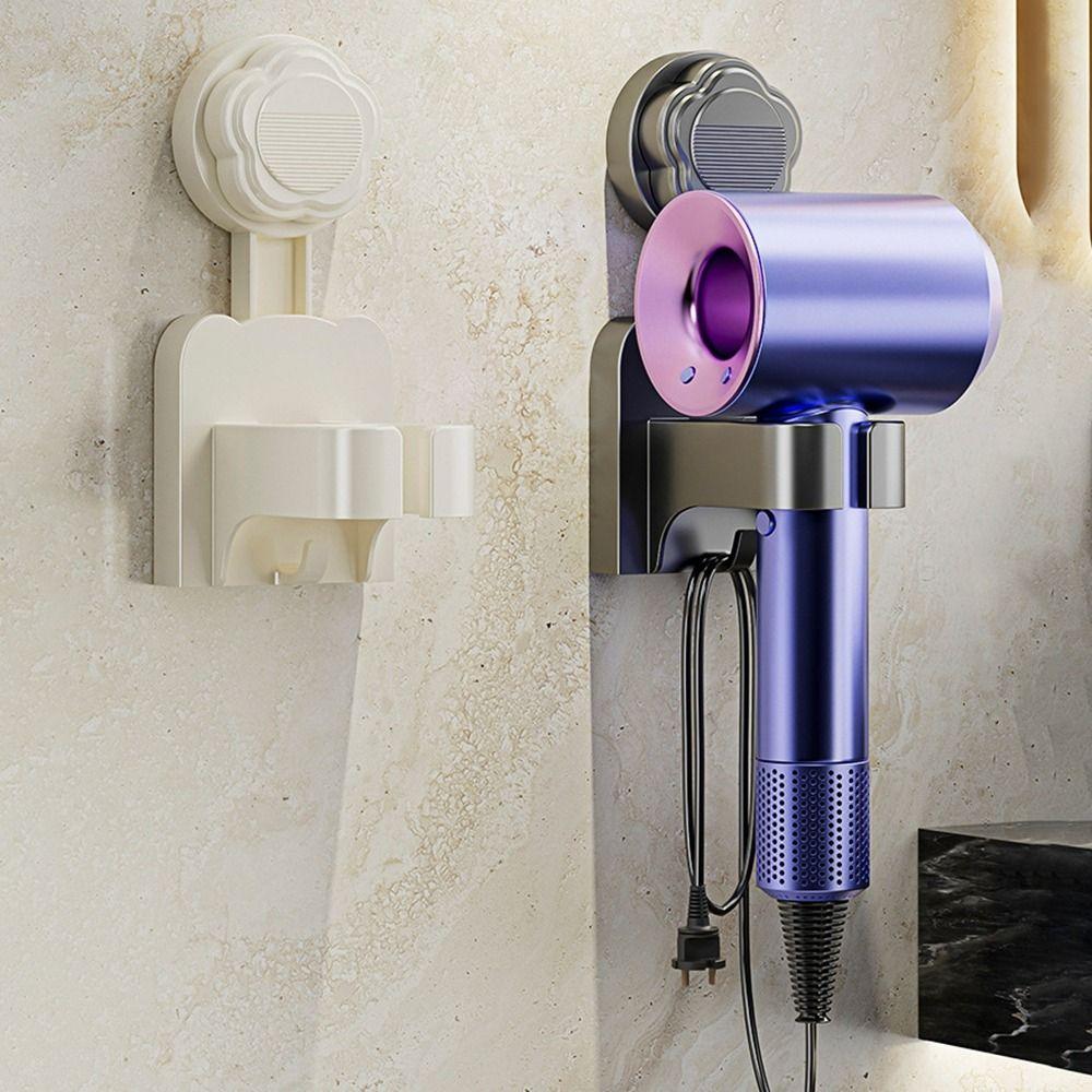 

2Pcs Wall Mounted Blow Dryer Hanger Punch-Free Air Blower Storage Bracket for Home бежевий
