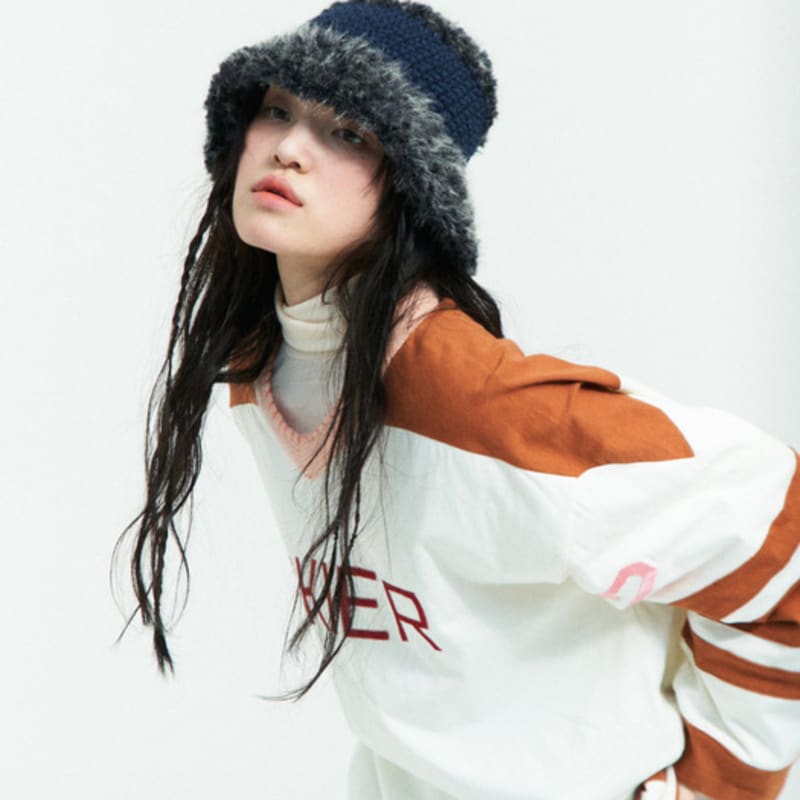 

MISU A BARBE FURRY HAT BLUE blue