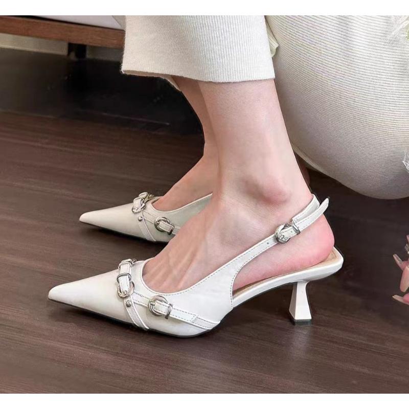 

Модный Роскошный Дизайнерский Женский Сандалии Мода Острый Носок Ремешок с Пряжкой Металлический Высокий Каблук Каблук-рюмочка Элегантные Одинарные Туфли Женские 40