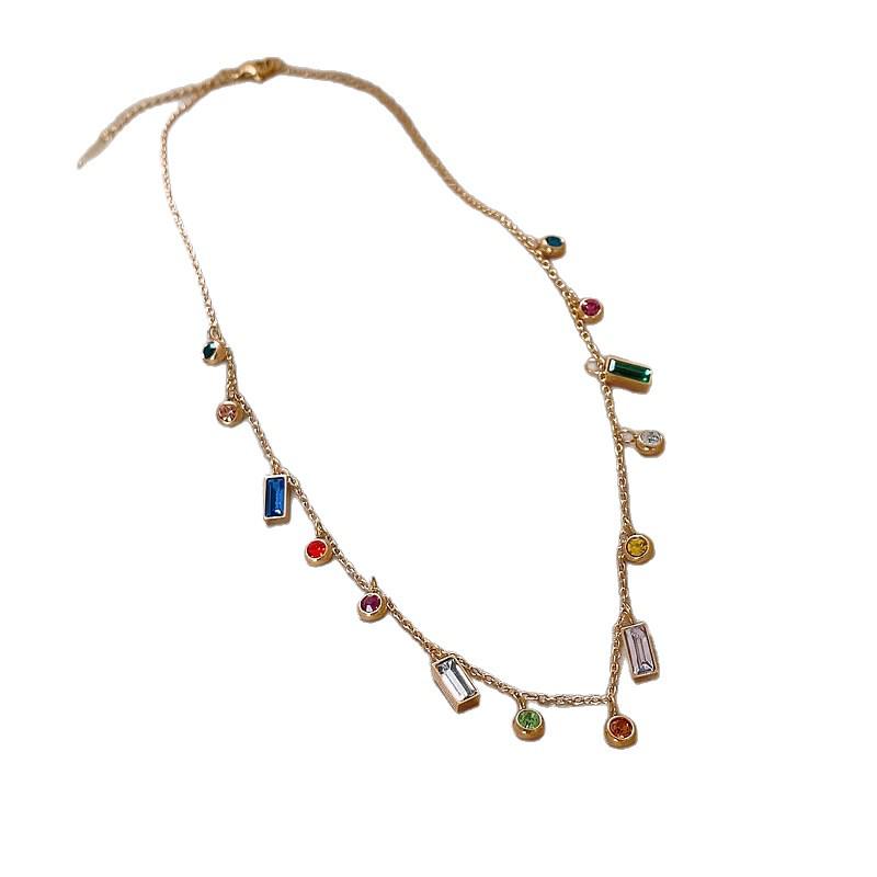 Colorful Zircon Clavicle Choker: 2024 Titanium Steel Women's Necklace, High-End Niche Design