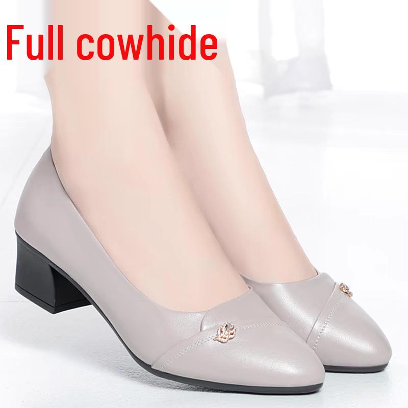 

Туфли на среднем каблуке из натуральной кожи для женщин среднего и пожилого возраста - Мягкая подошва для весны и осени 37