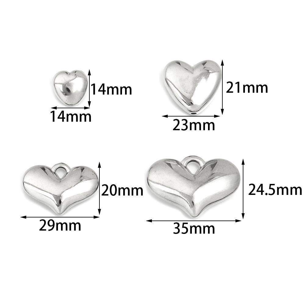 20pcs/lot CCB Heart Charms Rhodium Color Spacer Pendant Beads For DIY Jewelry Making Handmade Bracelets Earrings Accessories