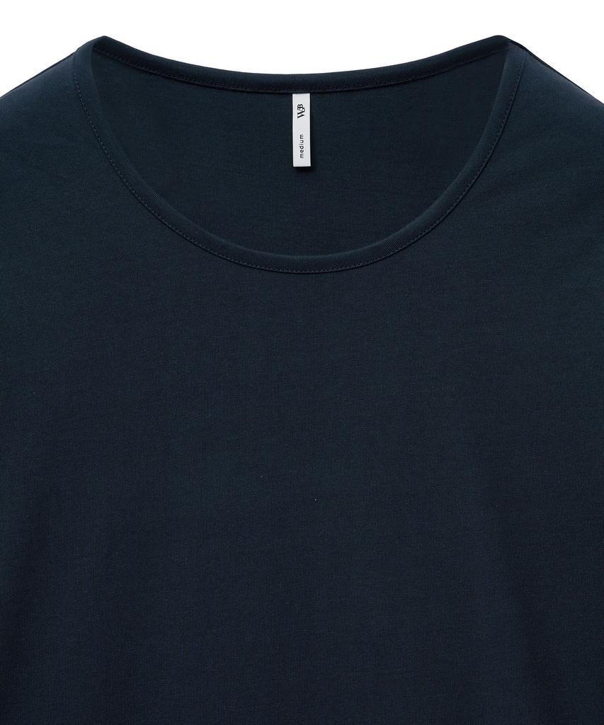 West Grand Boulevard Semi-Over Silket Cotton U-Neck Long Sleeve Deep Navy