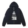 Erkek Geniş Kesim Pamuklu Kapüşonlu Fermuarlı Sweatshirt Sokak Giyim Günlük Harf Baskılı Uzun Kollu Tişört