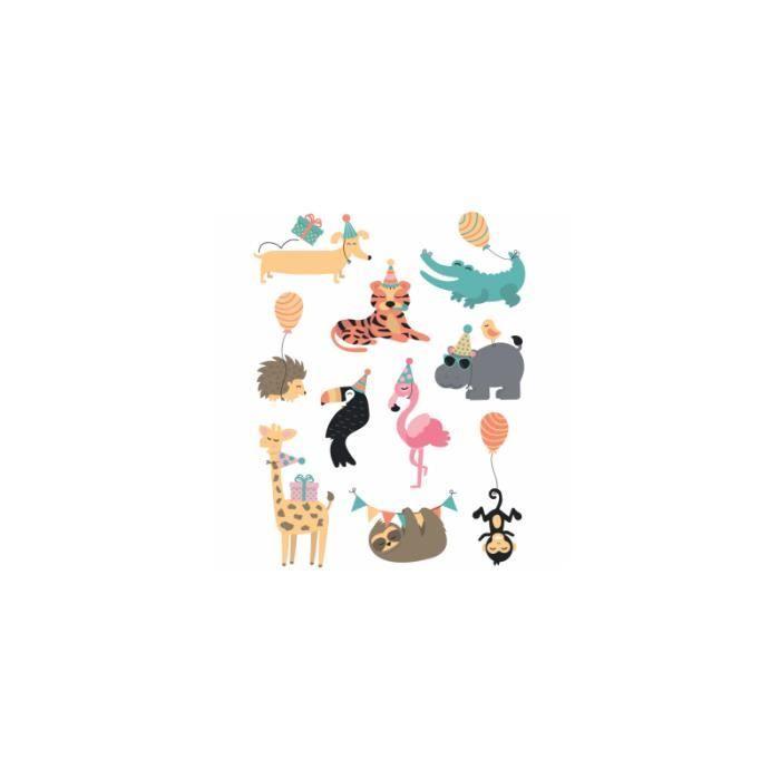 Gommettes Décalcomanie - Sodertex - Pack de 60 - 6 Planches 17x22cm - Animaux en fête - Sans couture ni colle