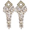 Geometric Alloy Earrings With Colored Zirconia For Wedding And Party Wear
