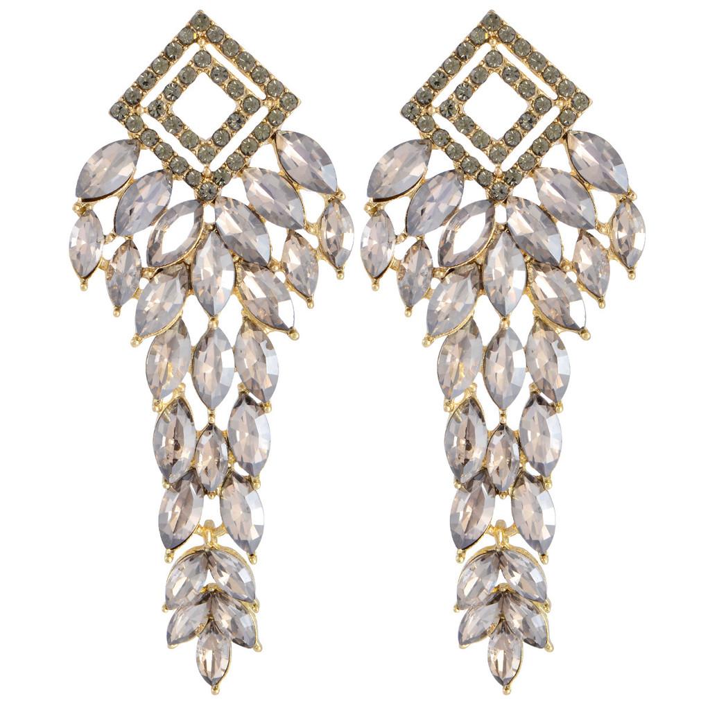 Geometric Alloy Earrings With Colored Zirconia For Wedding And Party Wear