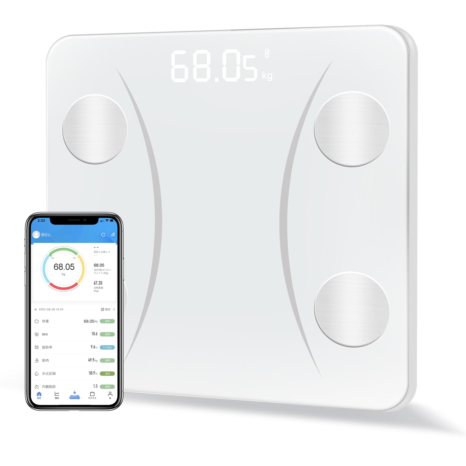 

Жир тела Bluetooth Смартфон Здоровье 2025 Последний Состав тела Высокий Японский Тело Жир тела Мышцы Вода в теле Совместим с Японской инструкцией