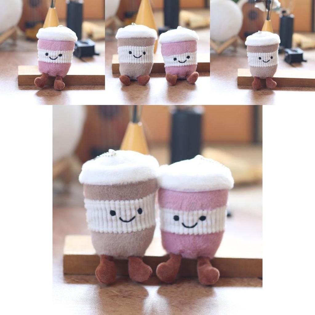 Plush Toy Keychain With Super Soft Short Plush Milk Tea Cup Design For Girls Backpack Charm Home Decor Gift