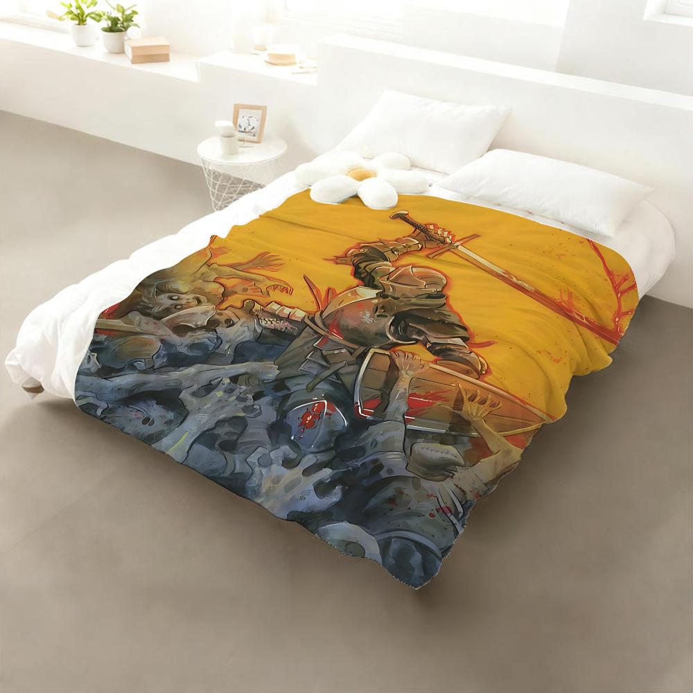 Classic Game Dark Souls 2 3 Throw Cozy Soft Flannel Throw Lightweight Skin-Friendly For Sofa Bed Office & Travel