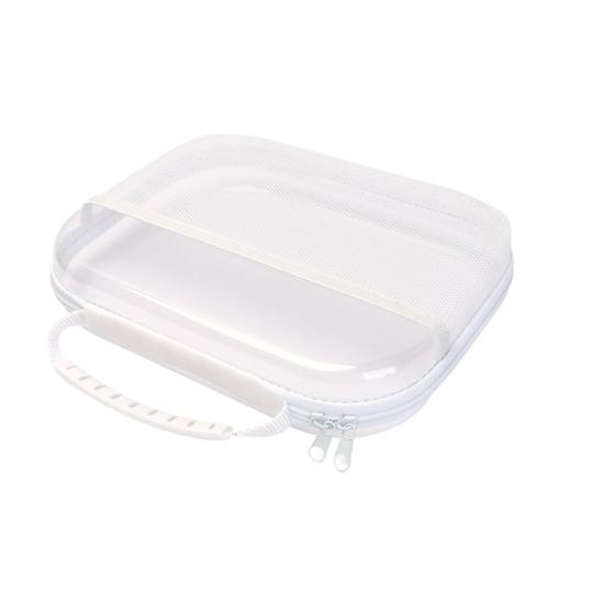 Transparente wasserdichte Kulturtasche Hartschalen-Aufbewahrungskoffer mit Netztasche Reise-Organizer mit Griff Trocken-Nass-Trennung