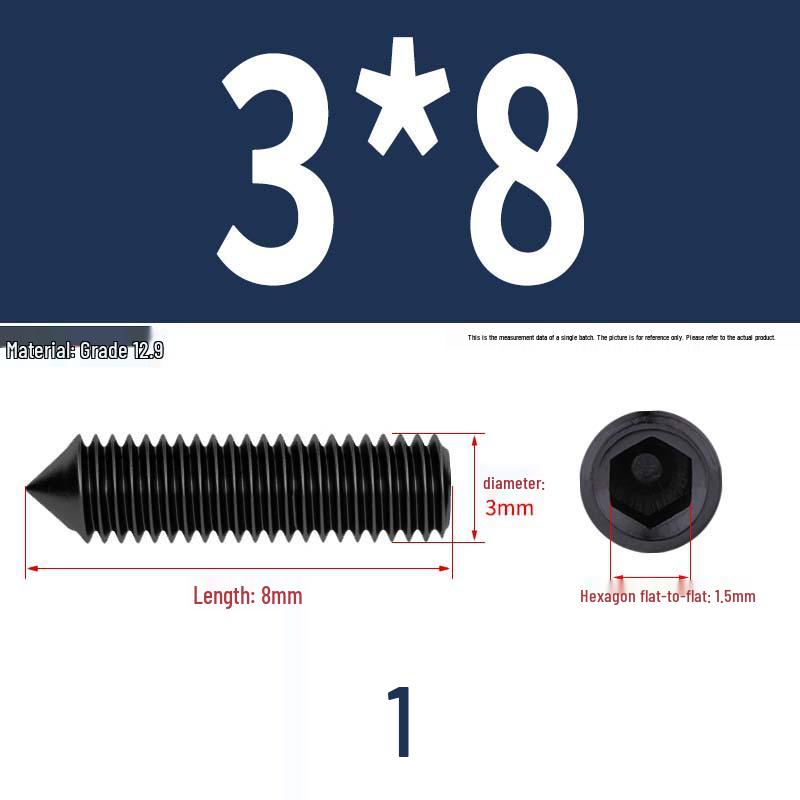12.9 Edelstahl 304 Innensechskant Kegelspitze Gewindestift M2/M3