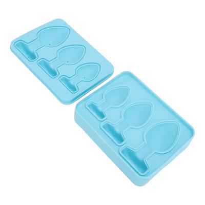   Flexible Blue Silicone   Tray with Lid 3D Shapes for Whiskey Cocktails Bar Party Supplies  
