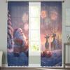 Christmas Old Man Reindeer Curtains For Living Room Bedroom Home Decoration Window Voile Tulle Curtain Drapes