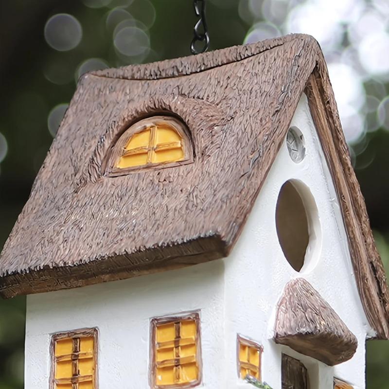 Dekoracyjny domek dla ptaków na zewnątrz Wiszący karmnik dla ptaków Żywica Ozdoby wiejskie do ogrodu Ornamenty krajobrazowe Pudełko na gniazdo dla ptaków papug