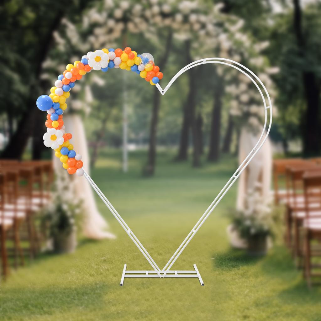 Bymaocar 6.7*6.7FT Heart Shape Arches Backdrop Stand with Base,Love Balloon Column Frame for Proposal,Wedding,Anniversary Party