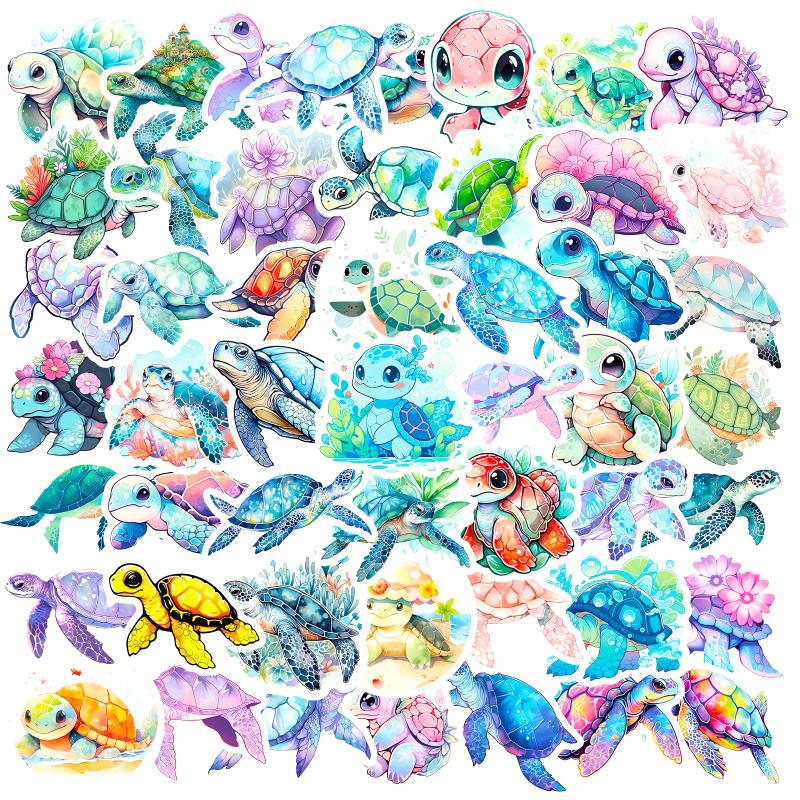 50Pcs Cartoon Colorful Sea Turtle Anime Stickers Laptop Phone Skateboard Motorcycle Car Waterproof Sticker Classic Toy