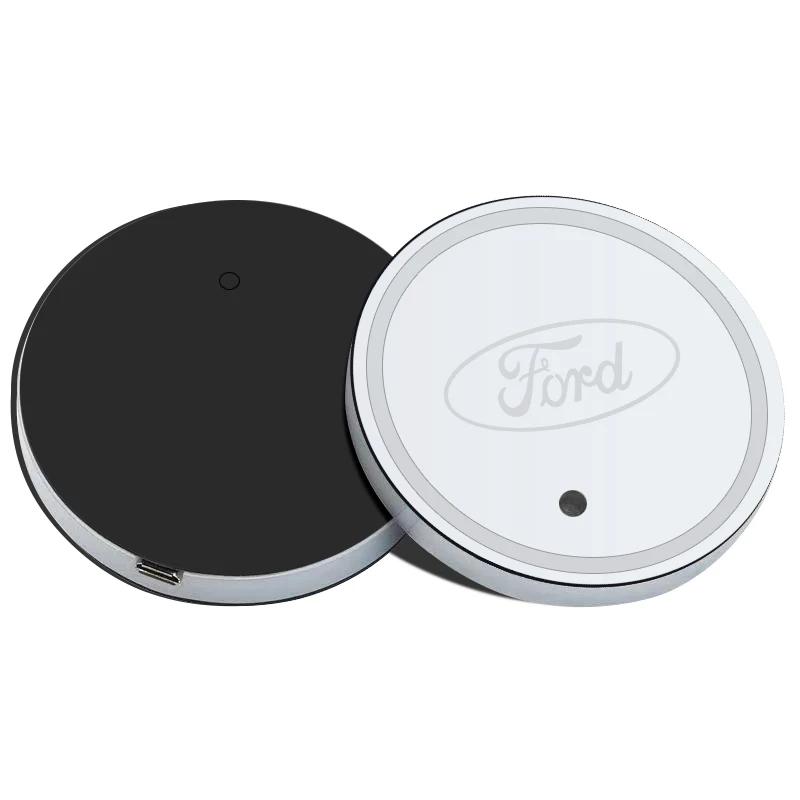 Car Sticker 2PCS Car 7 Colors Water Coaster Color Ambient Light Car Cup Holder Luminous Coaster Mat For Ford Mondeo Focus 3 4 Fi