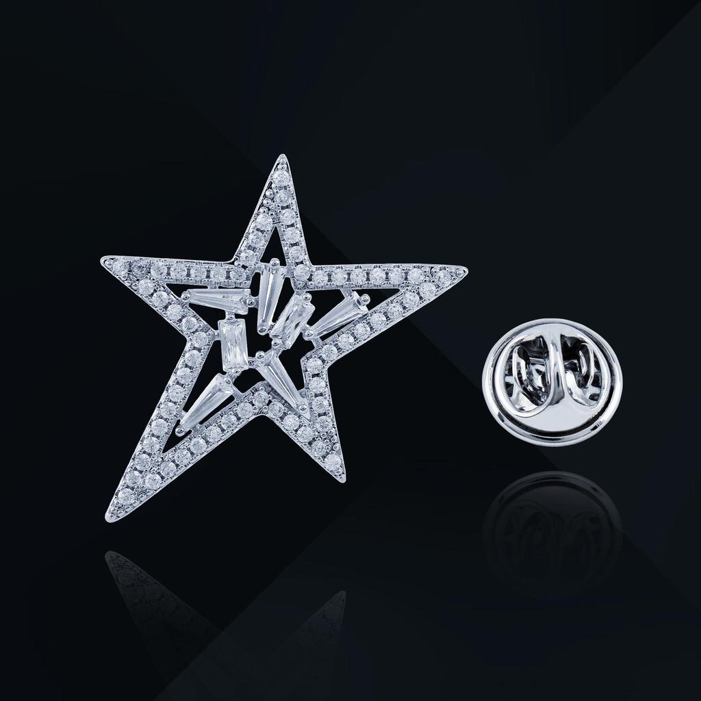 Elegant Star Zirconia Lapel Pin: Unisex Luxury Brooch & Anti-Exposure Buckle