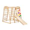 Indoor Jungle Gym, 7-in-1 Toddler Indoor Playground, 109 x 120 x 119.5 cm, with Wood and Rope Ladder, Net Ladder, Swing, Monkey Bar, Slide, Climbing