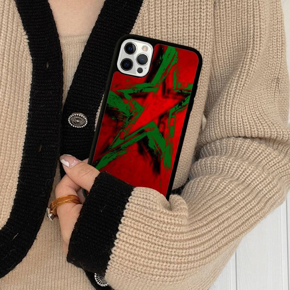 M-Morocco Flag Phone Case Wireless Charging PC+TPU For IPhone 11 12 13 14 15 16 17 Pro Max Plus Case