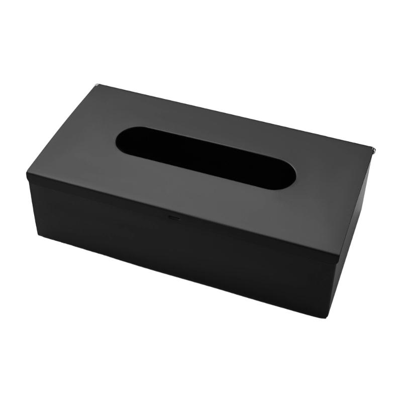 Wall Mount Tissue Box Metal Storage Case, Rectangular Pull Out Tissue Holder for Bathroom Kitchen and Dining Use