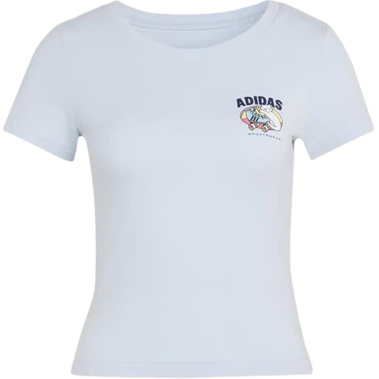 Adidas T Shirts Women s Blue Crew Neck Moderate KC8605 L