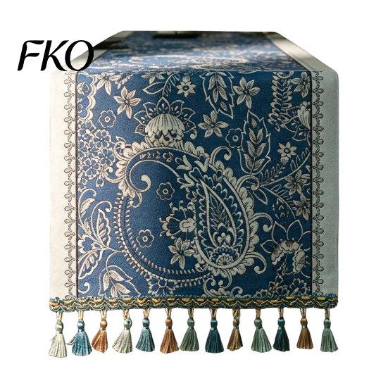 Hochwertiger Tischläufer Jacquard-Läufer, Vintage Floral Elegant Hitzebeständig mit Quasten für Esszimmer Heim Party Dekoration Kratz