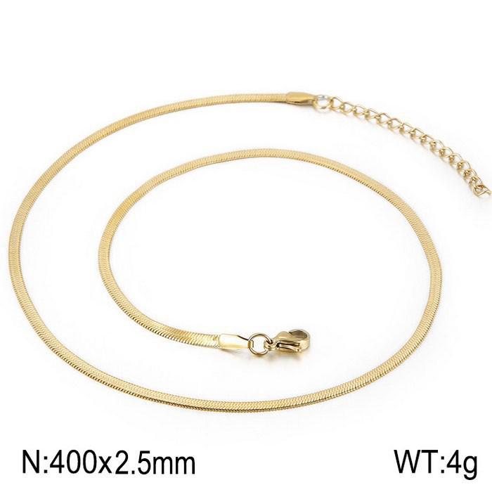 Trendy Minimalist Stainless Steel Snake Chain Necklace & Bracelet Set
