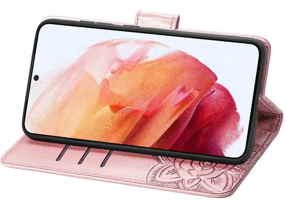 Flip Case for Motorola Moto E14, Butterfly, Rose Gold
