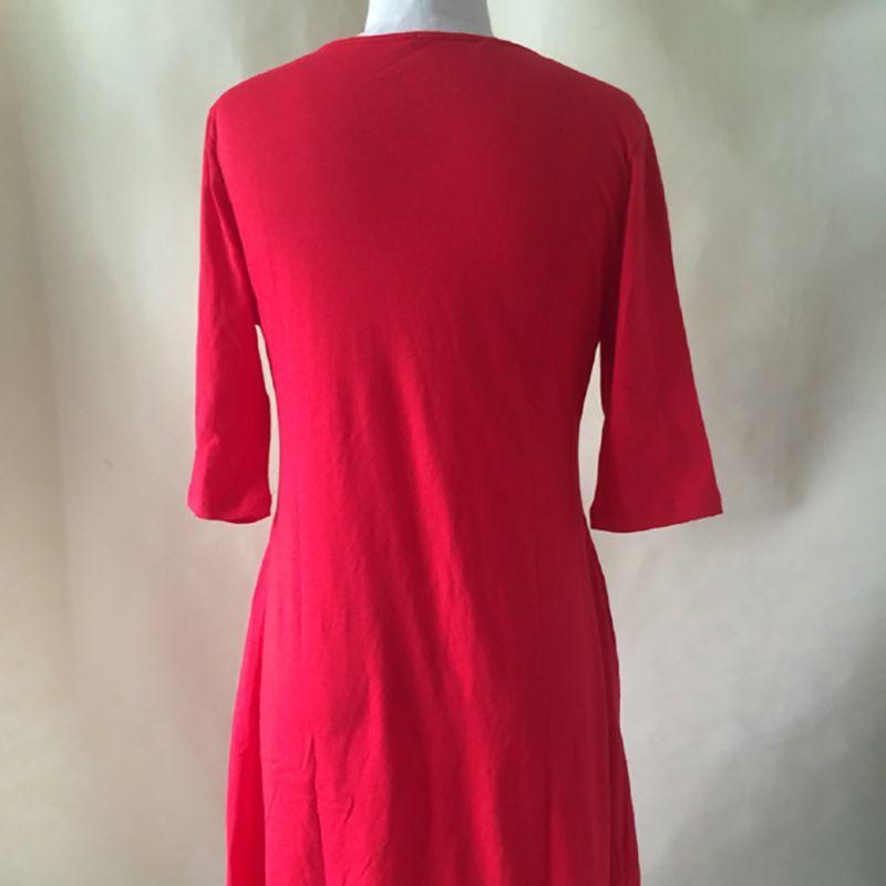 Premium Quality Plus Size Women Red Green Color Printed Round Neck Dress For All Occasions