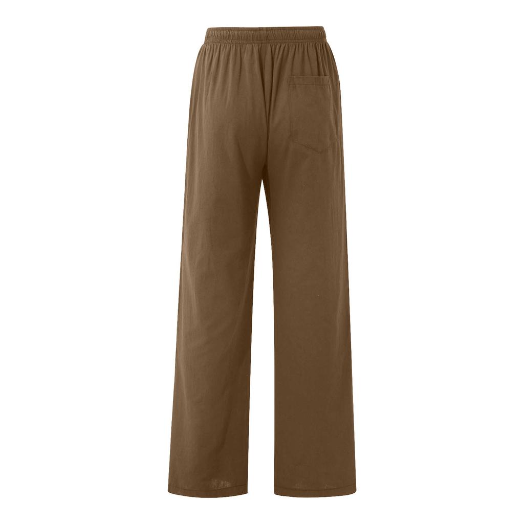 Men's Fashion Casual Color Breathable Linen Loose Casual Sports Pants