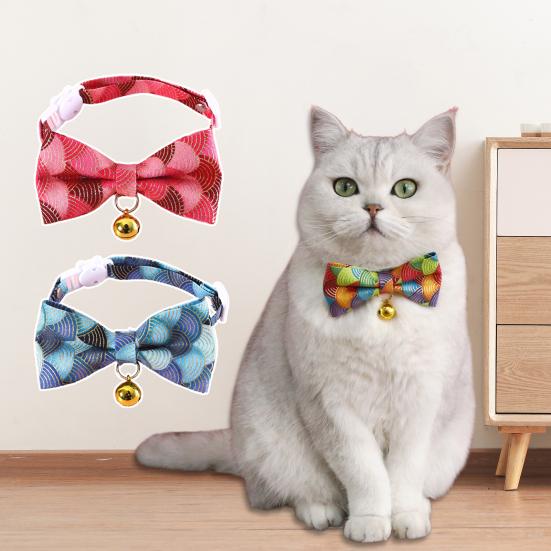 Kätzchenhalsband Verstellbare Sicherheitsschnalle Süßer Bedruckter Schleifenanhänger Hals Schmuck zum Verkleiden Haustier Hals Accessoire Halsband für Kleine Hunde mit Klingel Katzenbedarf