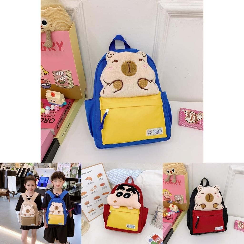 Crayon Shin Chan Capybara-mønster Barneryggsekk med Pustende Nylonmateriale for Skole og Daglig Bruk