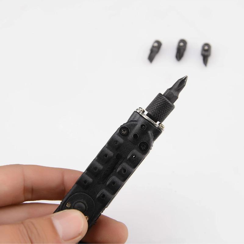 Portable Multifunctional Screwdrivers Set with Emergency Light Detachable Bits Opener Mini Spanner Kit  Key Chain Accessories