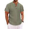 Letní ležérní pánská trička s krátkým rukávem, na knoflíky, plisovaná, jednobarevná