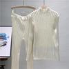 Casual Fashion Set Women's Spring New Tight Sexy Knitted Sweater Pants Two Piece Set Trendy