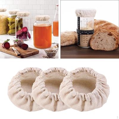 3Pcs Cloth Cover Home Baking Supplies Storage Bread Making Elastic Canning Jar Covers