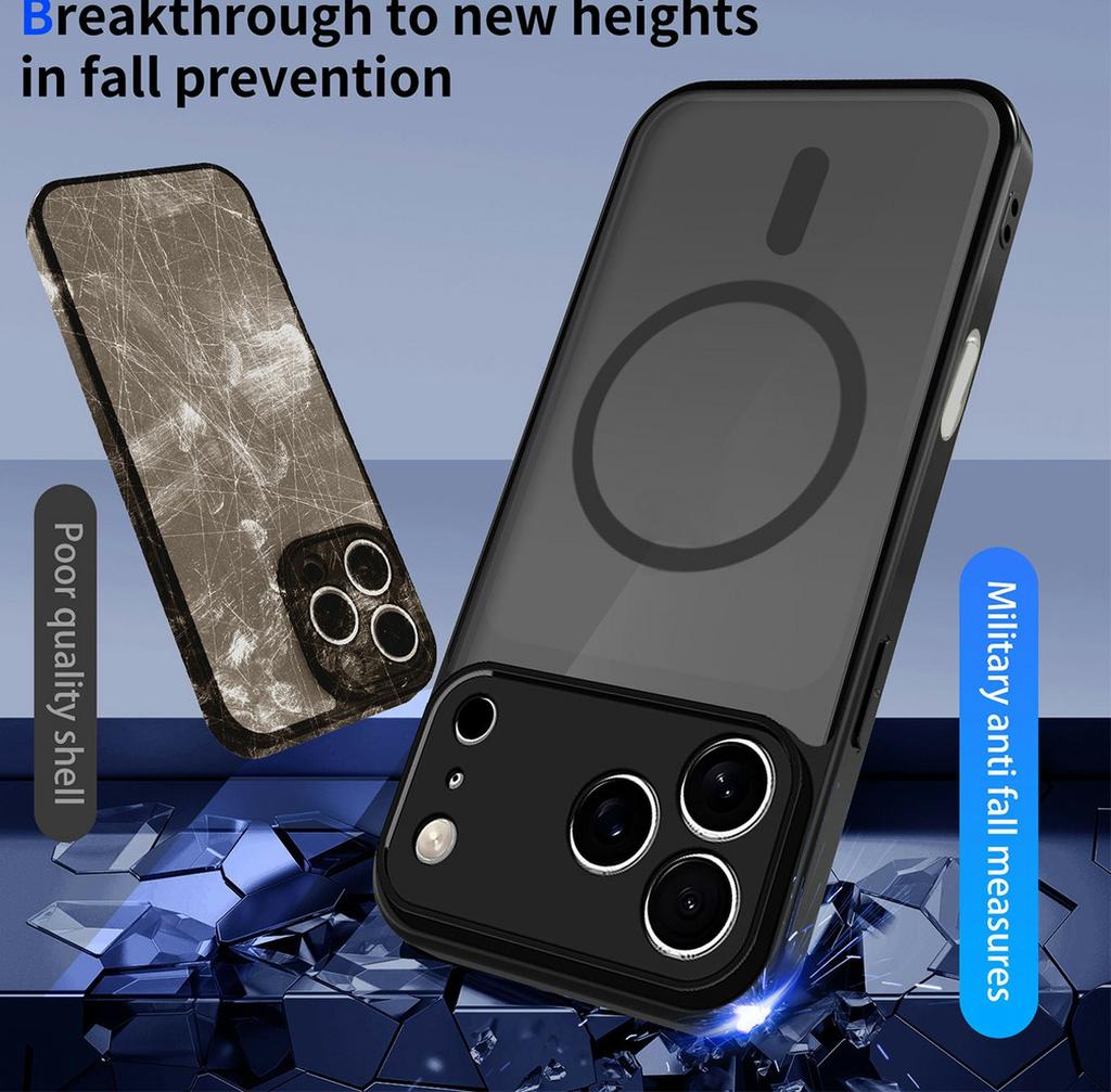 For iPhone 17 Pro Magnetic Case Skin Touch Matte Translucent PC + TPU Anti-Drop Phone Cover