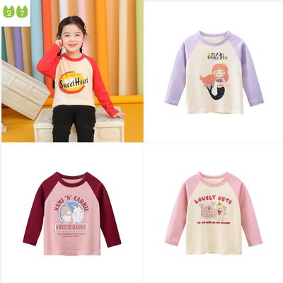 Mädchen Frühling und Sommer T-Shirt Bär Langarm T-Shirt Kinder Baumwolle Bottoming Shirt