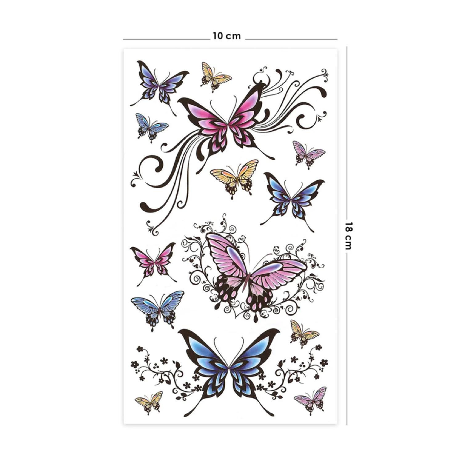 

Временная татуировка с разноцветными бабочками