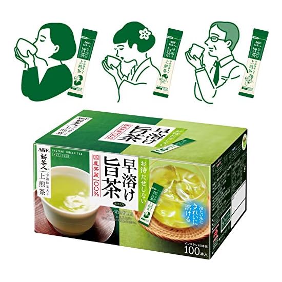 AGF New Tea Person Quick Dissolving Delicious Tea Uji Matcha Blended Superior Sencha Sticks 100 Stic